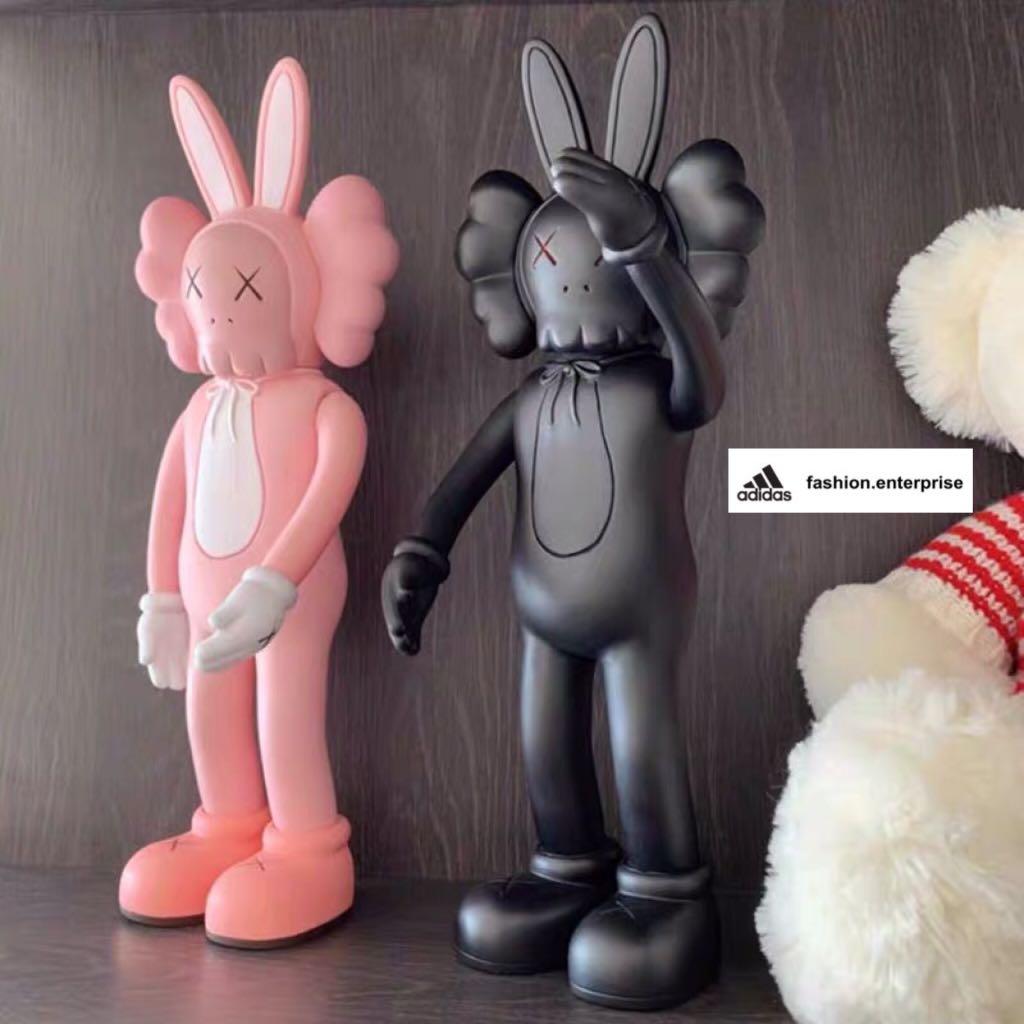 Kaws Original Fake Pink And Black Rabbit Companion Figure Toy 