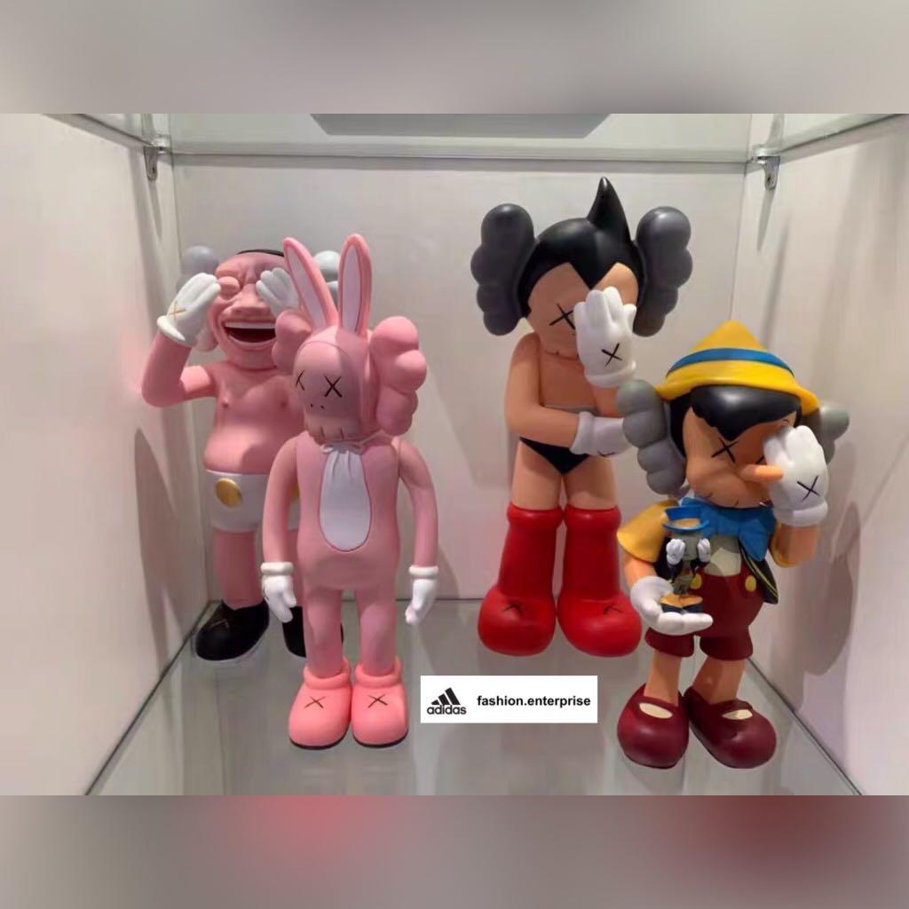 Kaws Original Fake Pink And Black Rabbit Companion Figure Toy 