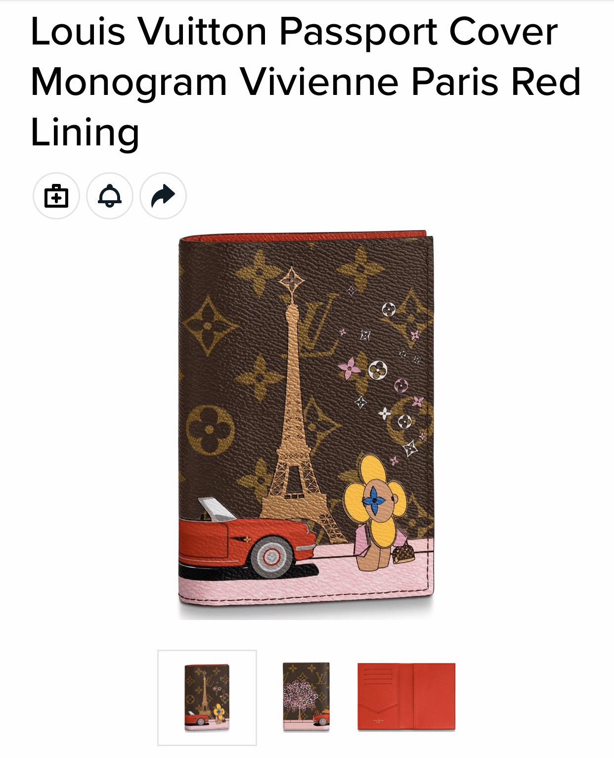 Pre-owned Louis Vuitton Passport Cover Monogram Vivienne Paris Red Lining
