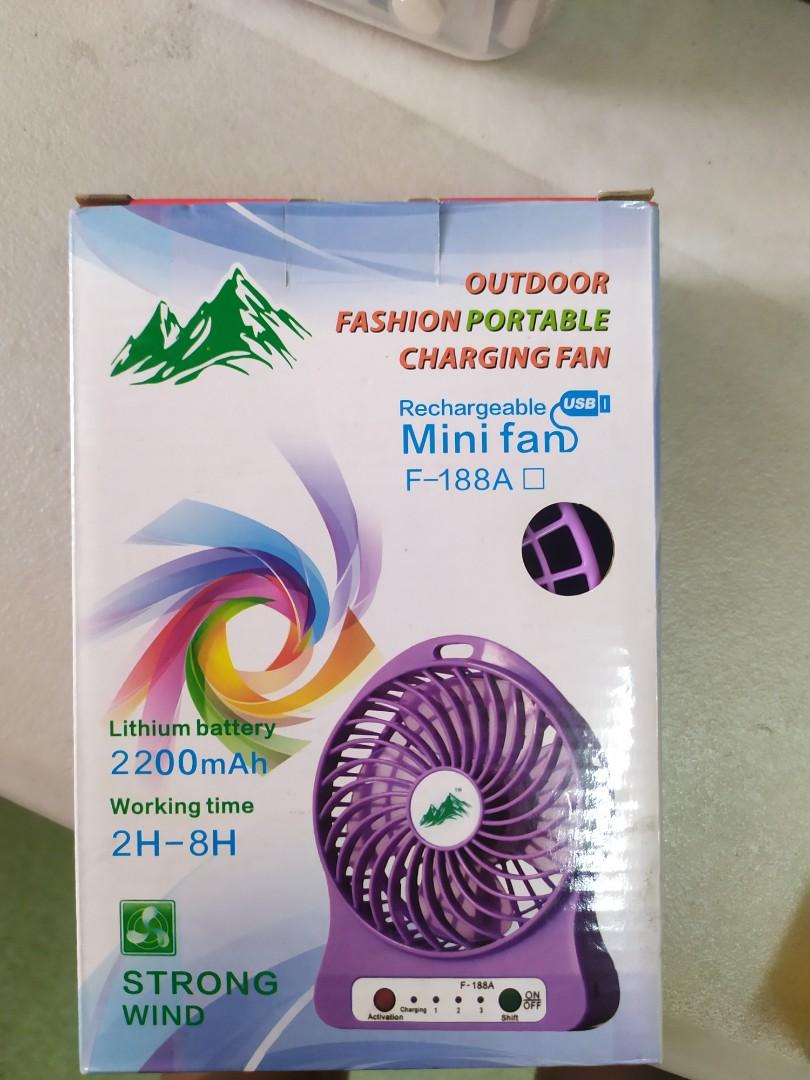 Mini Rechargable Portable Fan (Category: Portable Music Players) located in Manila. Submitted by daisythejane (Listing ID 1001724312, Image 3). Description: Brand new Mini Rechargable Portable fan With built - in LED light With rechargable 2200mAh lithium baterry With USB cable Usage: 2-8 hours Color : purple Mode of payment : Bdo, bpi or gcash Shipping via grab, lalamove or courier of choice c/o buyer #inManila #inQC #inMandaluyong #inPasig #inM