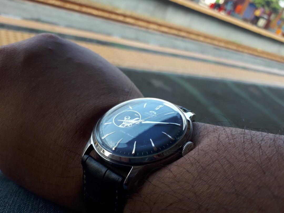 Orient Esteem Blue Sunburst Openheart Fesyen Pria Jam Tangan di Carousell