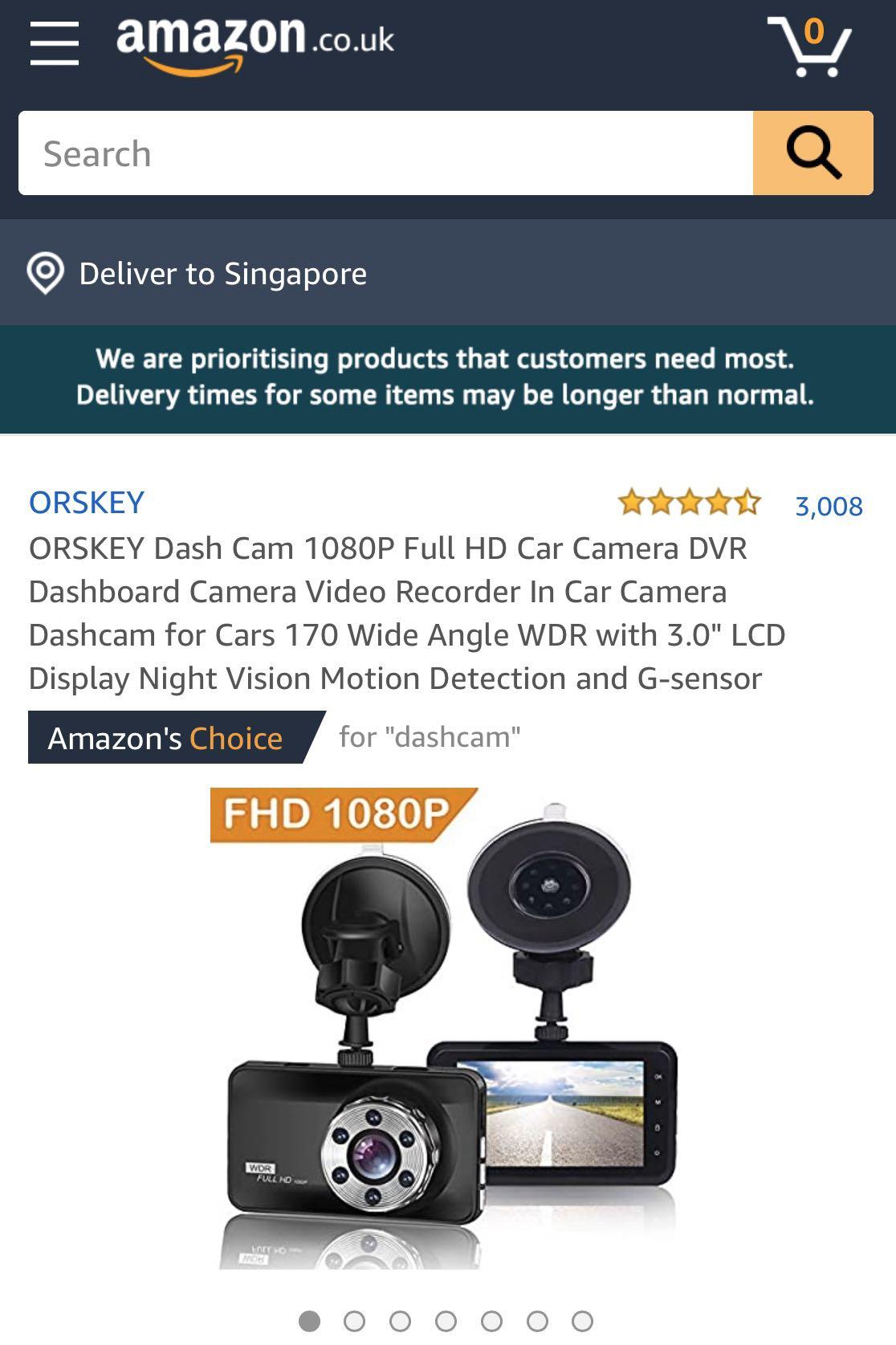 ORSKEY Dash Cam 1080P FHD,170 Wide Angle WDR Camera with Night Vision and  Motion Detection 