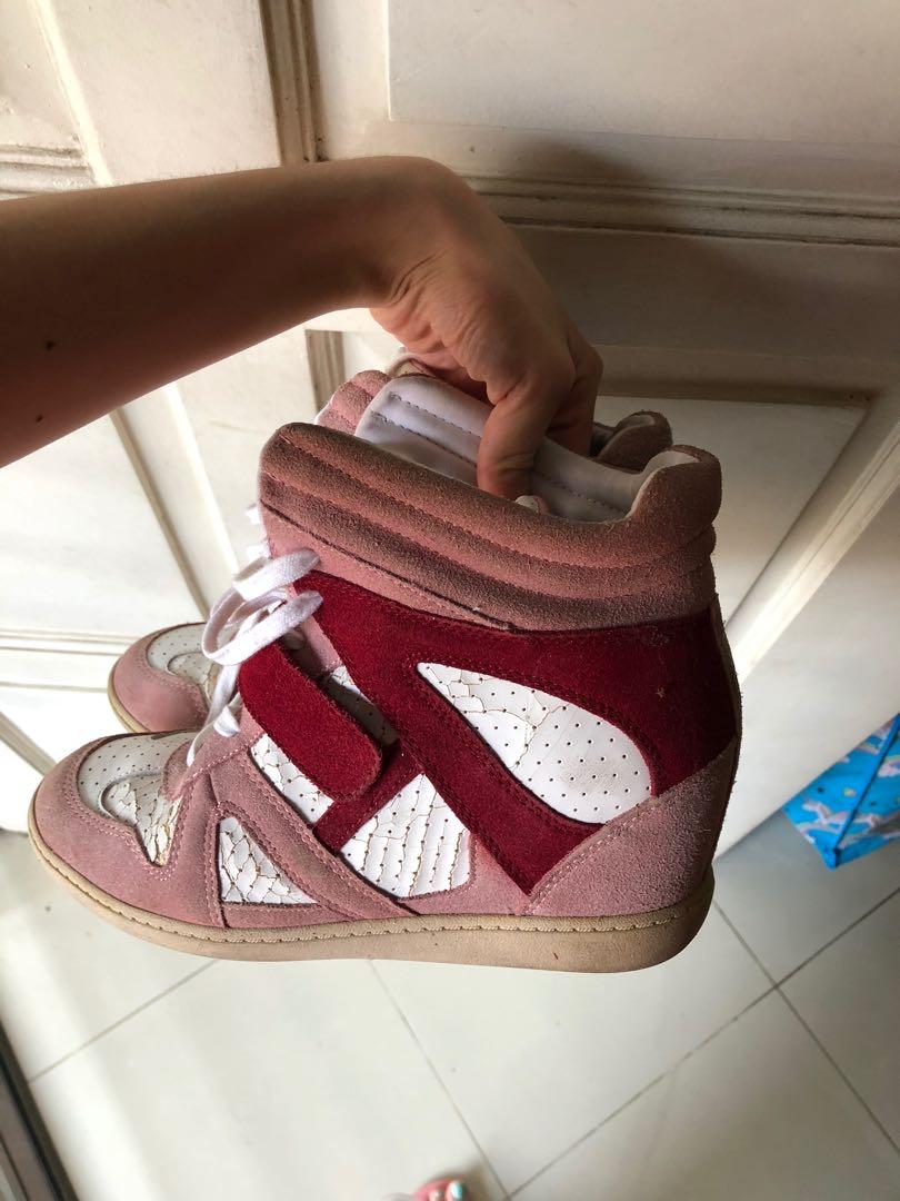 Wedge Sneakers Skechers Pink Skechers Women's Uno Easy Air Hands