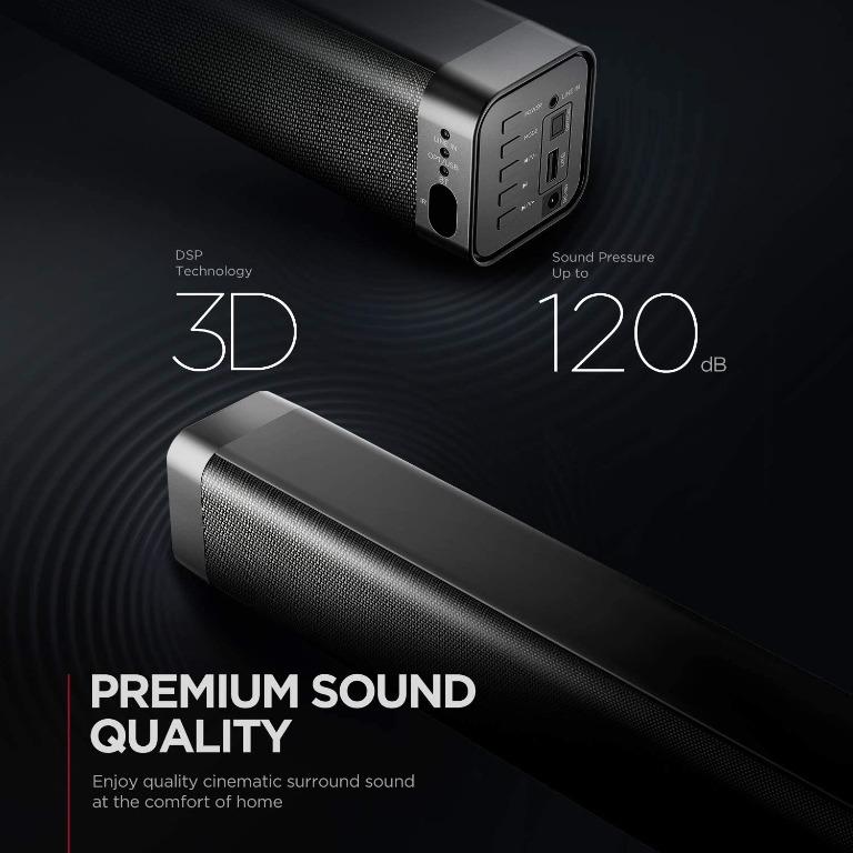 120 dB Bluetooth Soundbar with Built-in Soundbar Paiyda Sound Bar for TV 