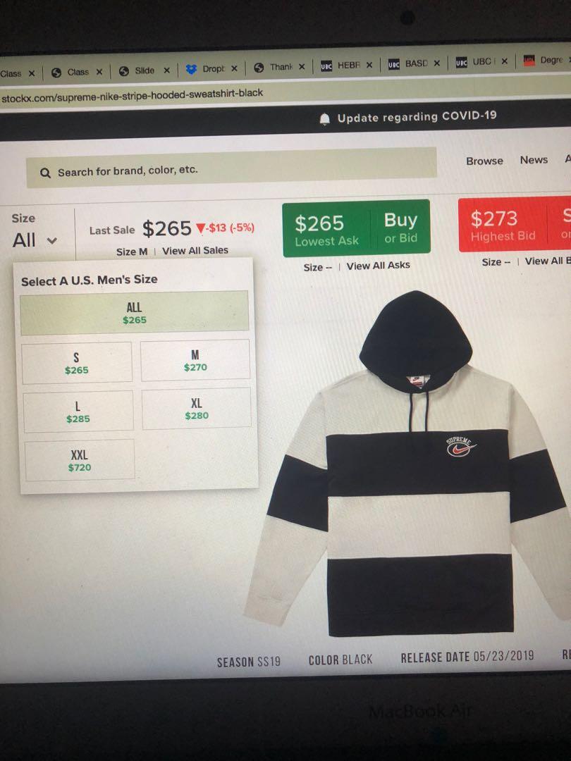 Supreme nike stripe hooded sweatshirt black shop