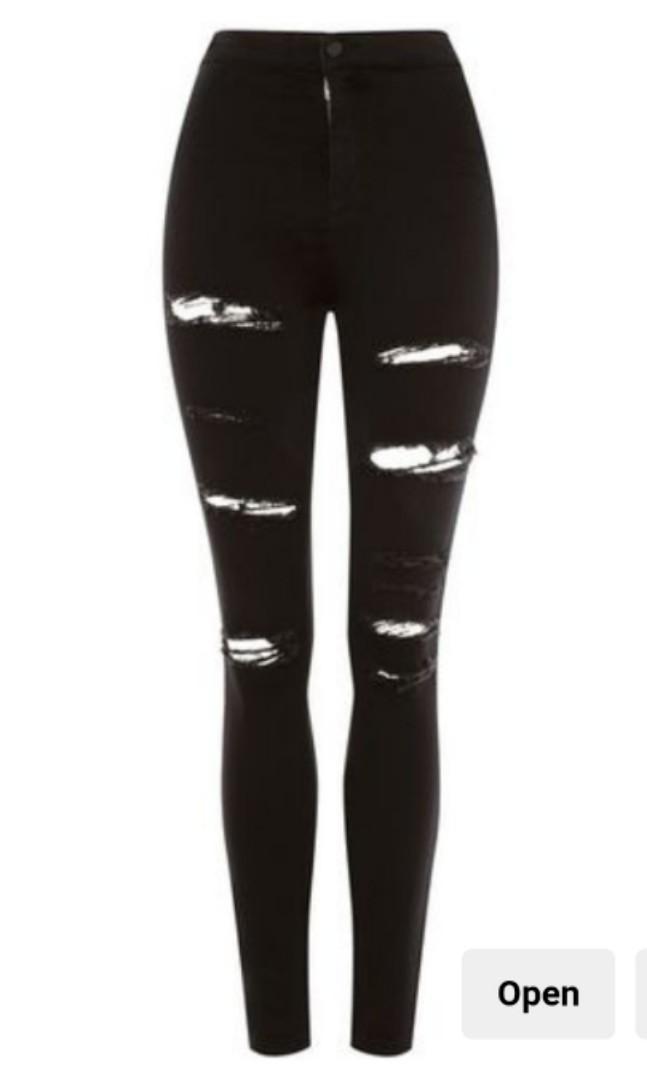 Topshop ripped jeans black Clearance