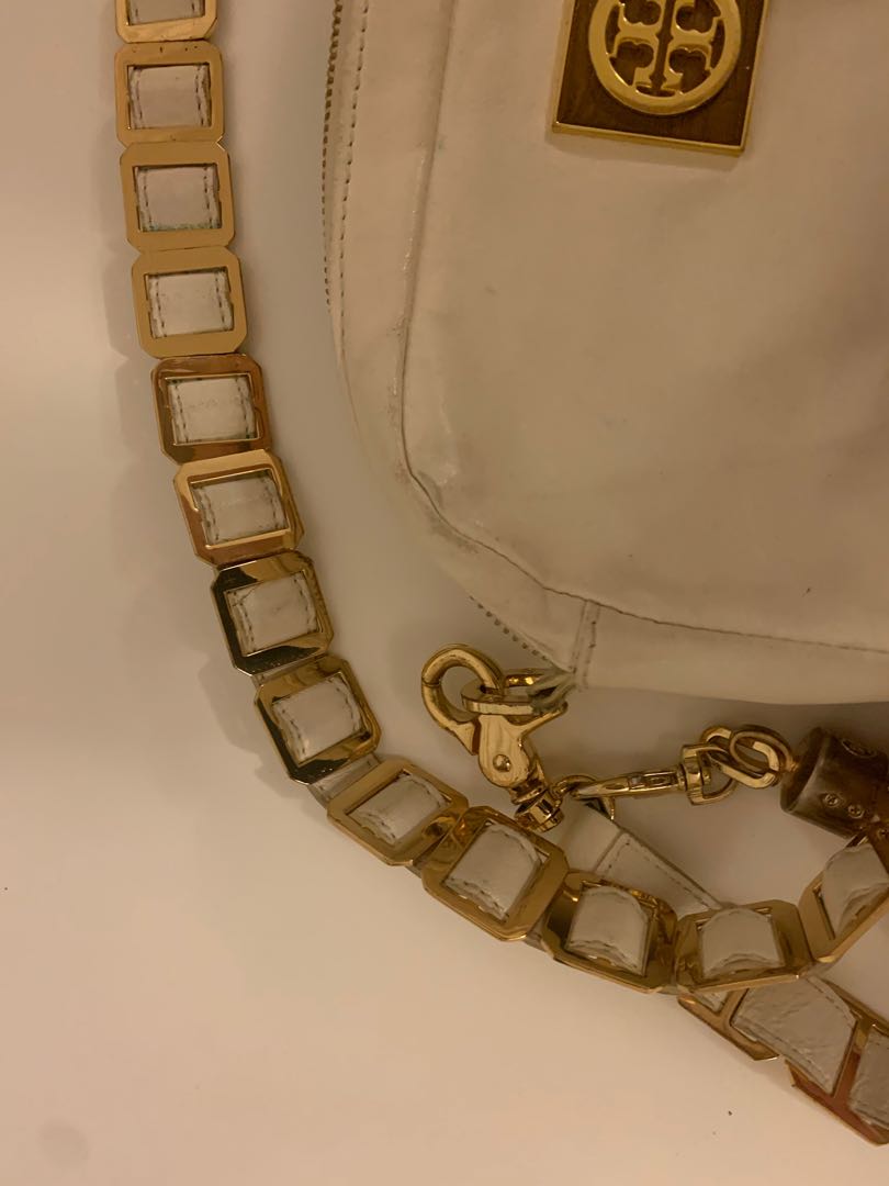 White leather tory burch bag