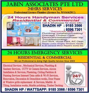 24hrs Handyman Services Plumbing /Sanitary /Tiling work/ Electrical work. Licence plumber & Electrician. Pls call Shadin Hp/Wattsapp :91853566 / Hp:85967301 24hrs Handyman Services Plumbing /Sanitary /Tiling work/ Electrical work. Licence plumber & Electrician. Pls call Shadin Hp/Wattsapp :91853566 / Hp:85967301
