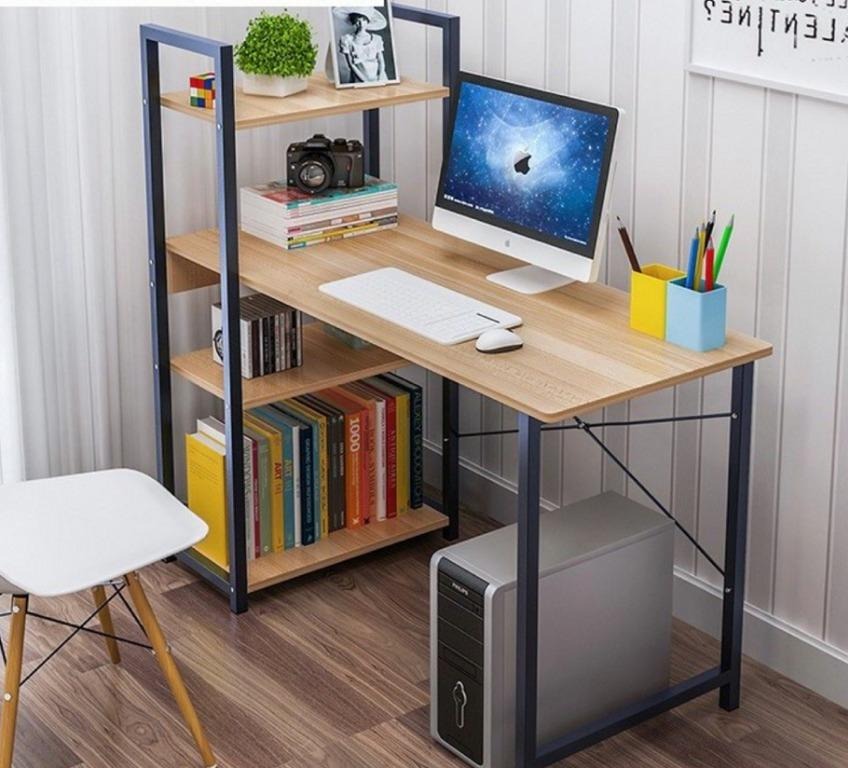 Bookcase Table / Computer Table with Bookshelves, Furniture, Tables ...