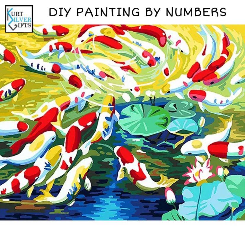 Diy Painting By Numbers Koi Fish Design Design Craft Art