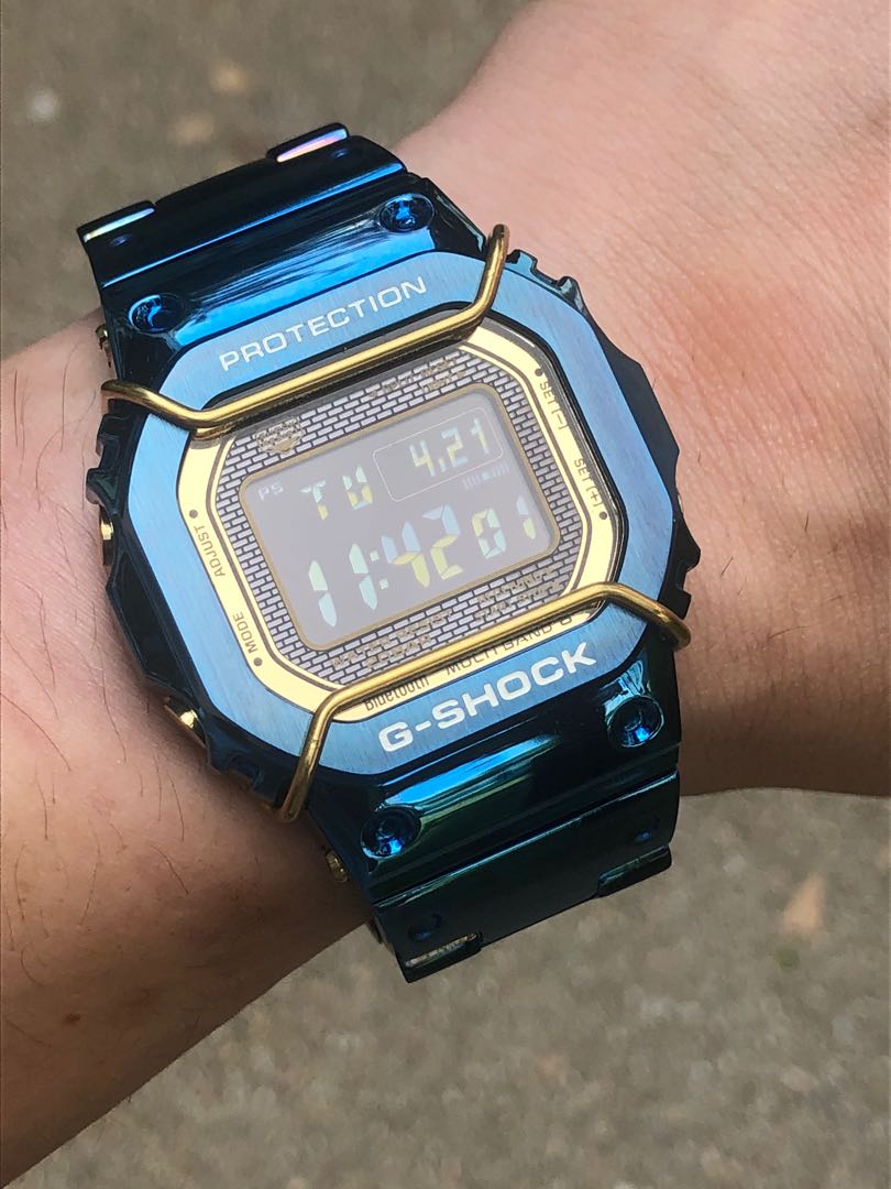 G Shock Electric Blue with Gold aka GMW B5000 Bluetooth