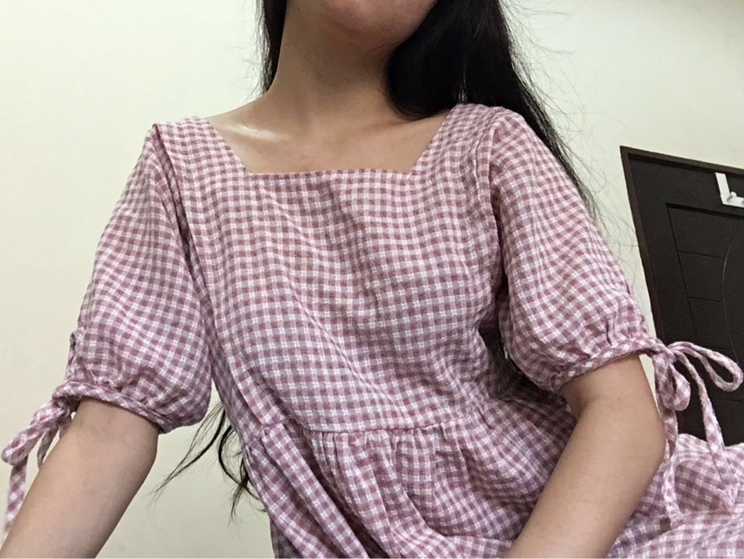 gingham babydoll dress