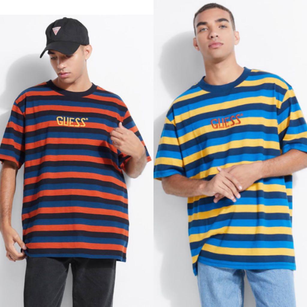 guess logo striped shirt