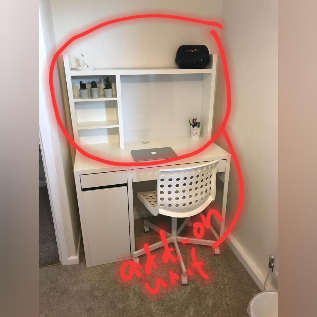 Ikea micke add 2025 on unit white