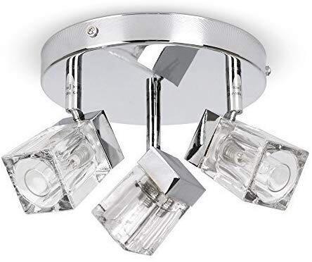 IP44 Modern Chrome Glass Ice Cube 4 Way Bathroom Ceiling Light Spotlight Lights