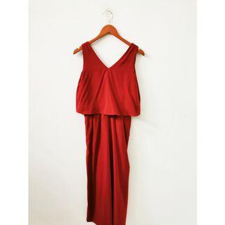 No Brand Women Sleeveless Red Jumpsuit Casual size S preloved