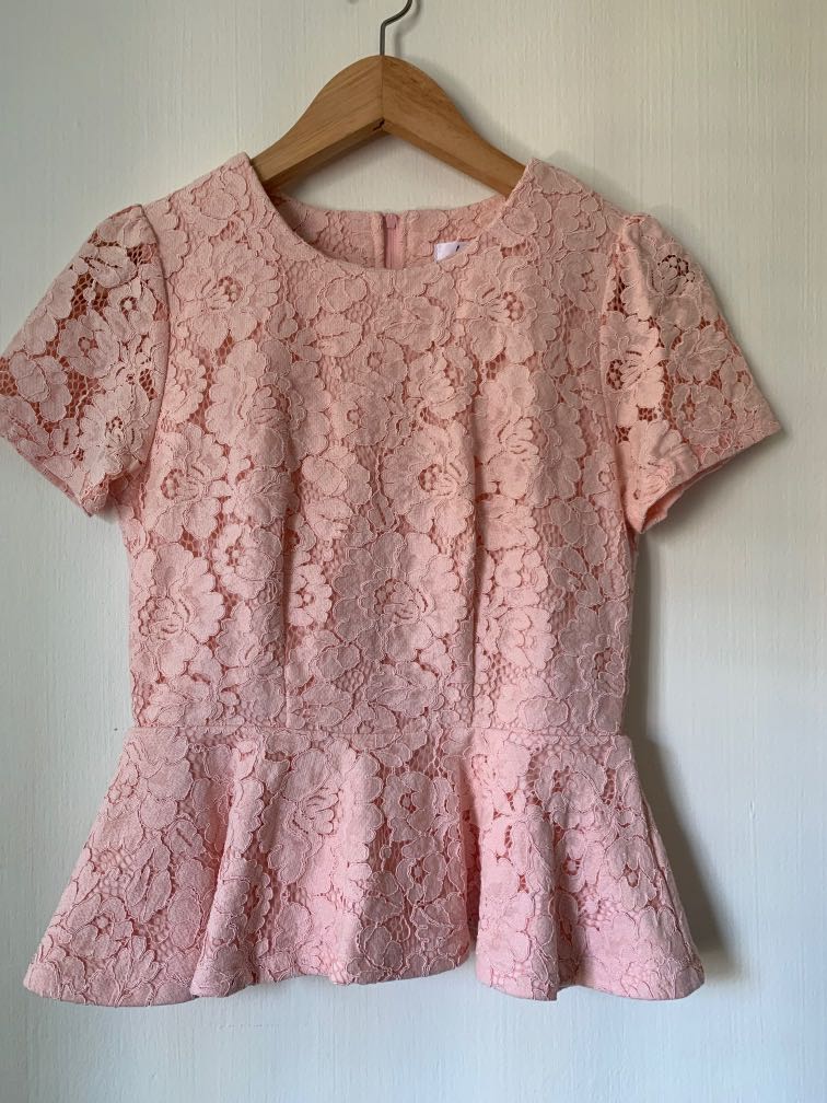 pink lace peplum top
