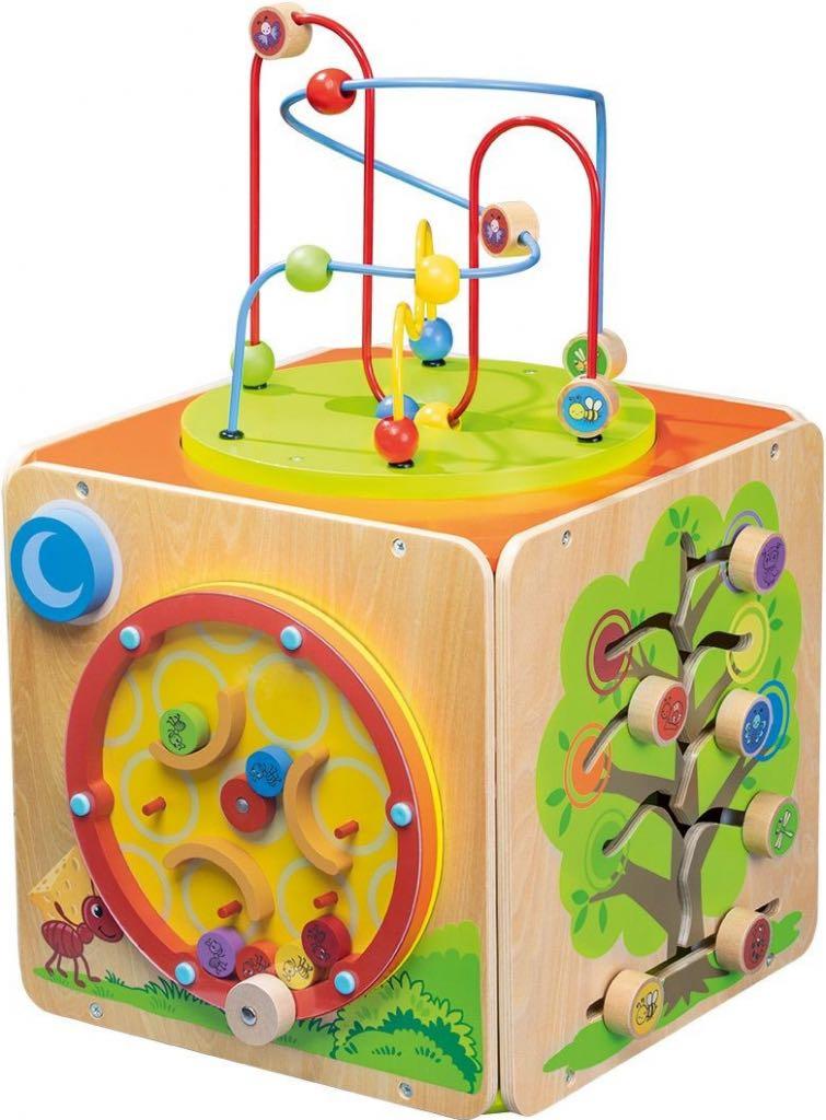 PlayTive Junior Wooden XXL 5in1 Activity Cube, Babies & Kids