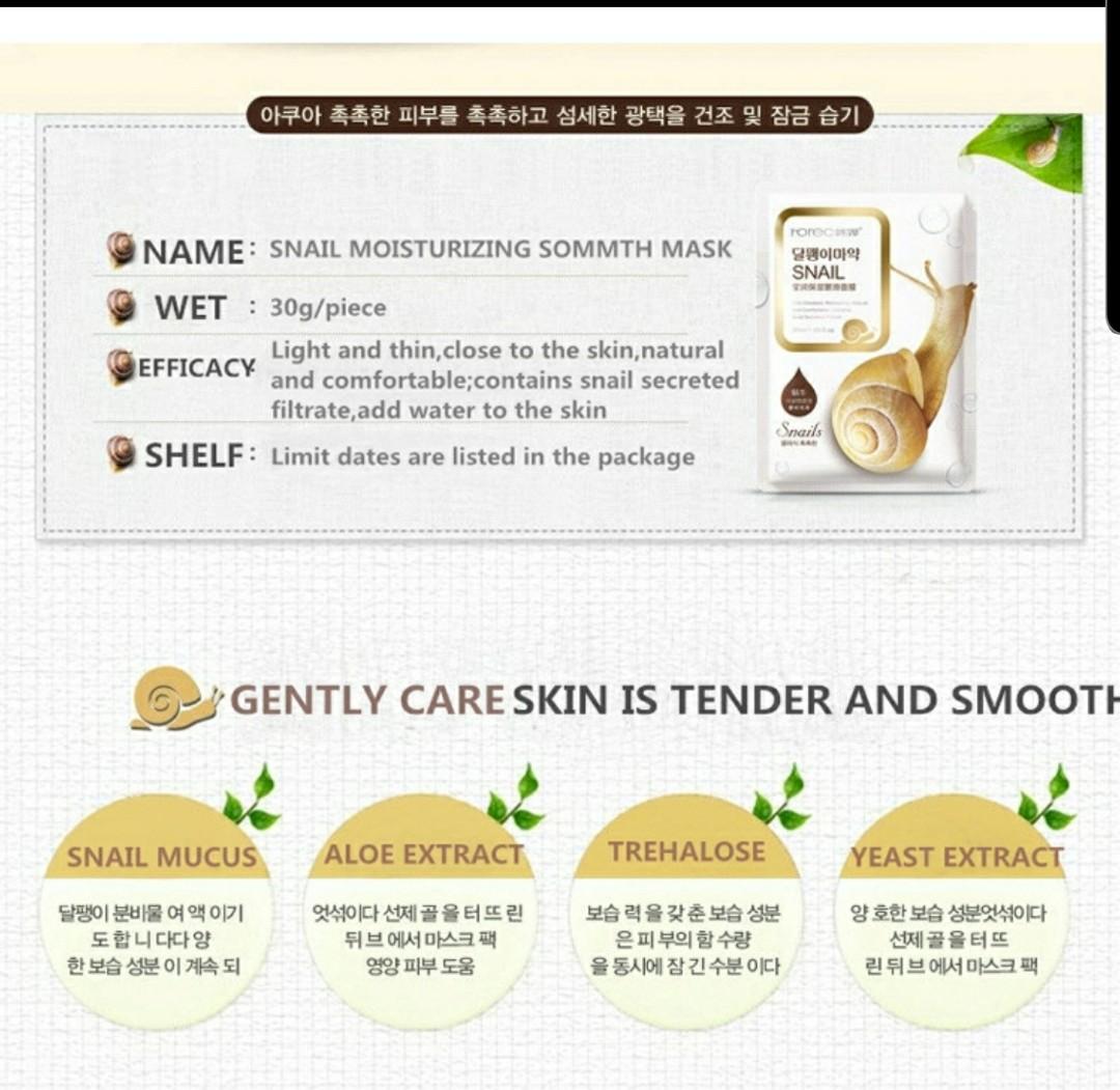 Snail Mask Secretion Filtrate Moisturizing Mask FREE 60 F&B voucher
