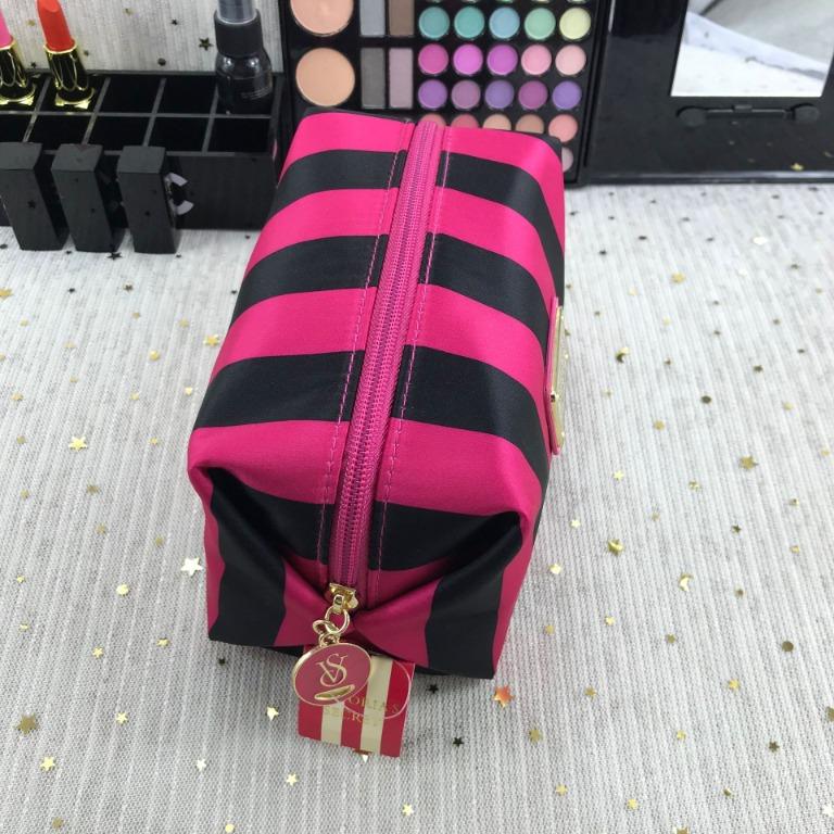 Victoria's Secret Makeup Bag Black Pink Stripes, Women's Fashion, Bags &  Wallets, Purses & Pouches on Carousell