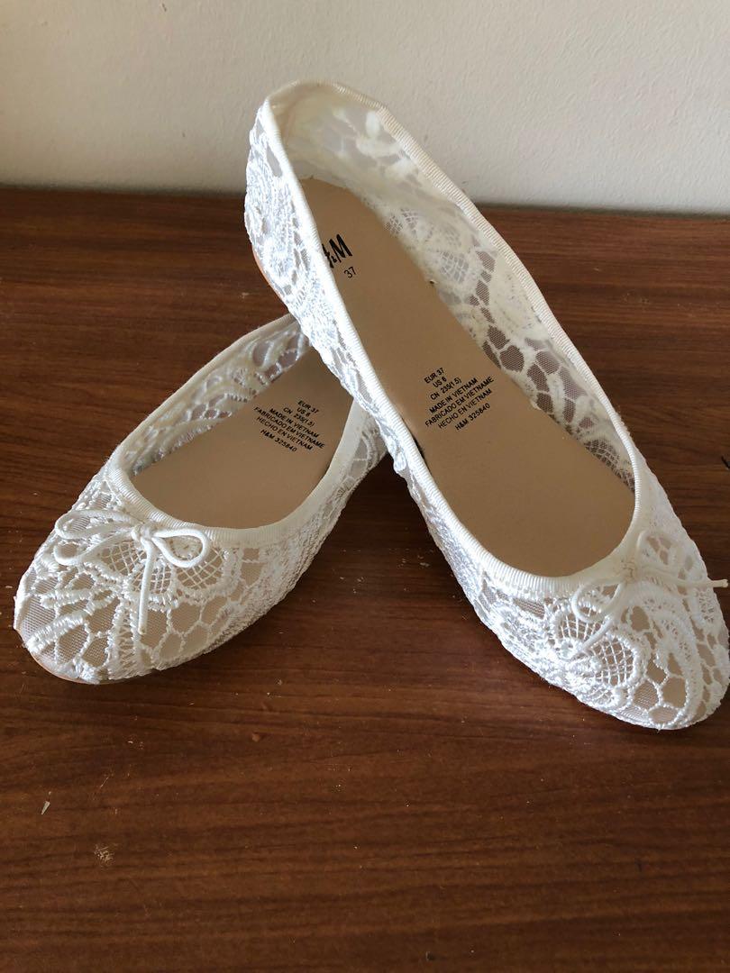 White lace new arrivals flat