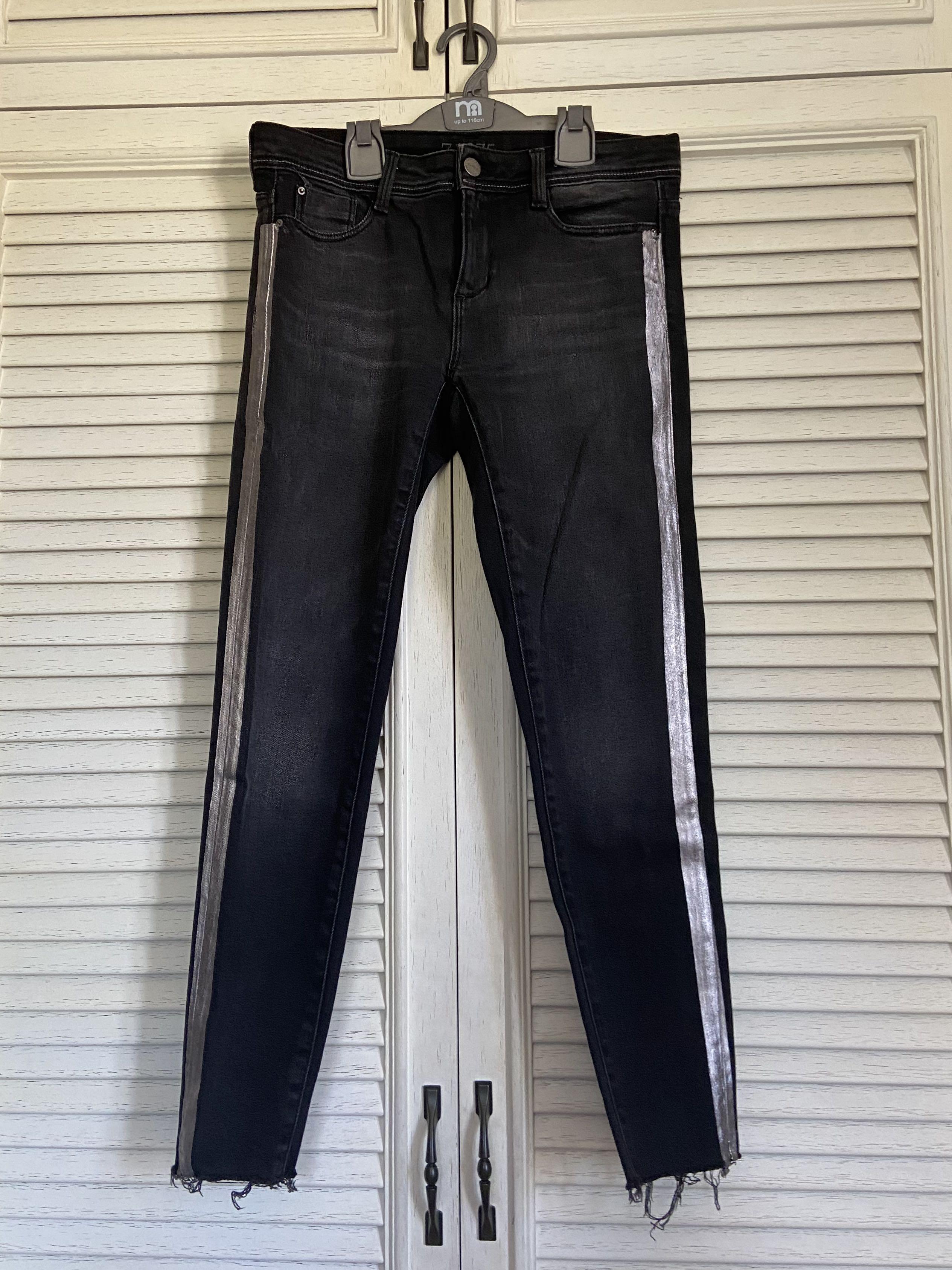 black jeans with silver stripe