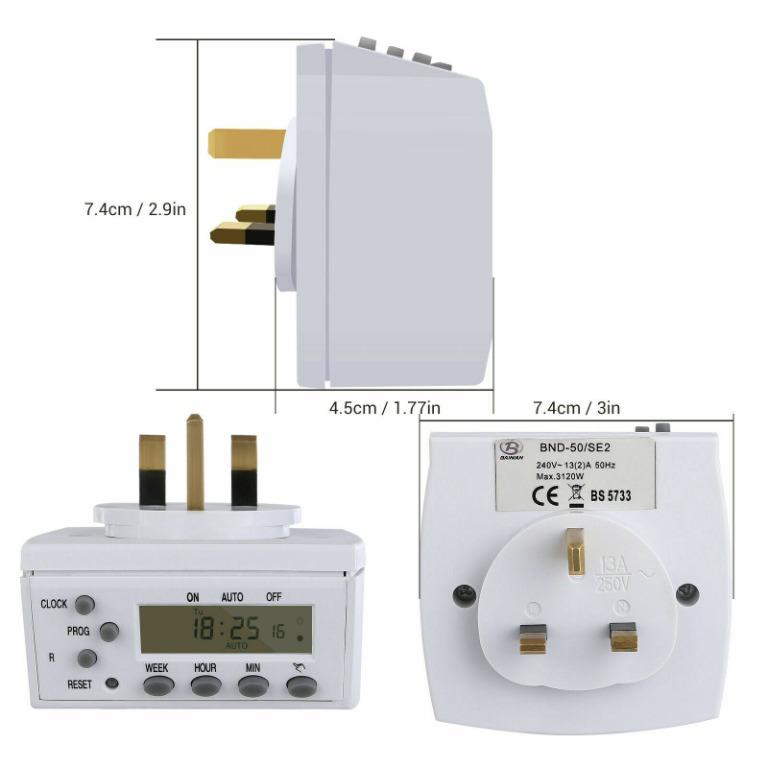 7 Day Digital Plug in Timer Switch Socket Plug Weekly Settings weekly ...