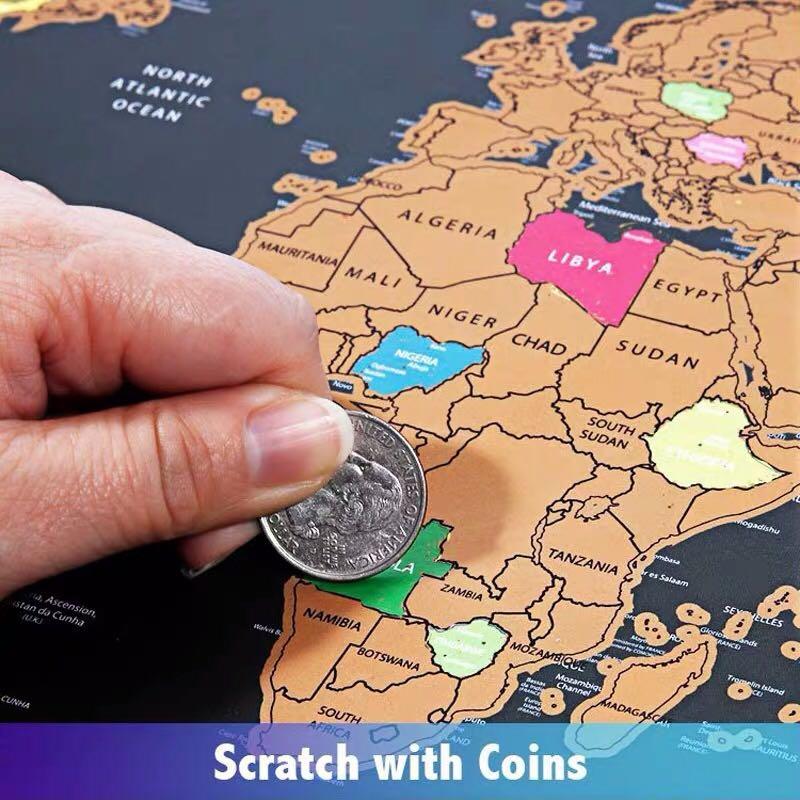 彩色刮刮世界地圖 （國旗）Colourful scratch map （national flags), 傢俬＆家居, 家居裝飾, 牆上裝飾