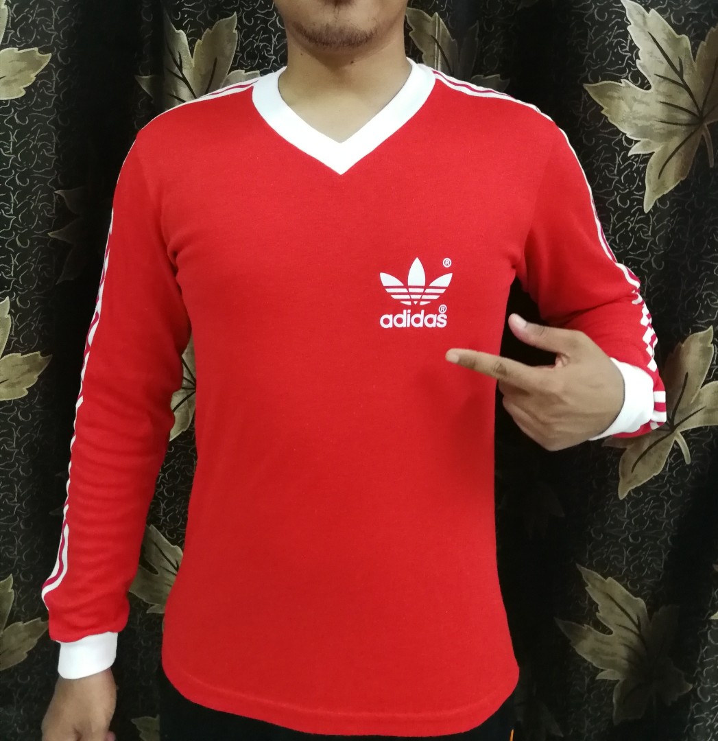 Adidas Ringer L/S Vintage, Made in England, Men's Fashion, Tops