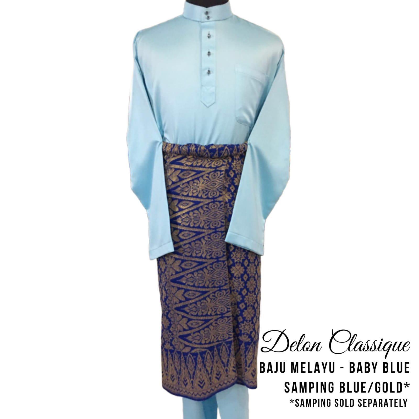 Baju Melayu Lelaki By Delon Classique Baby Blue Men S Fashion Tops Sets Formal Shirts On Carousell