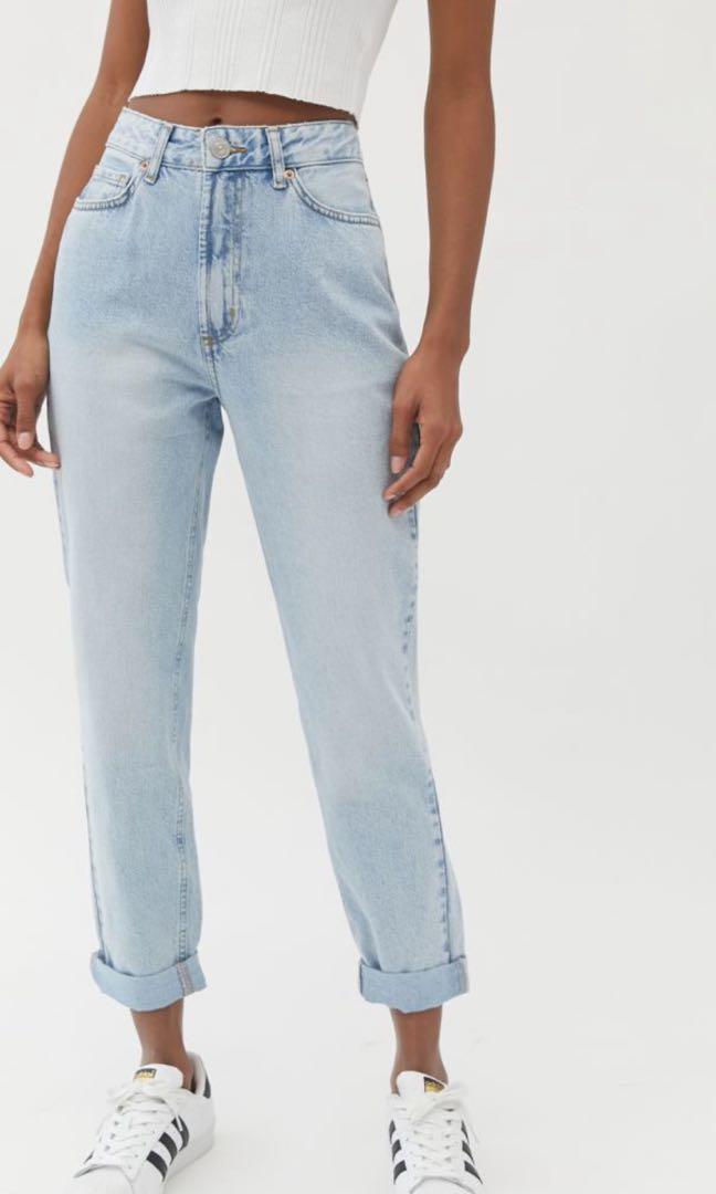 BDG High Waisted Mom Jeans Bleached Light Wash Women s Fashion