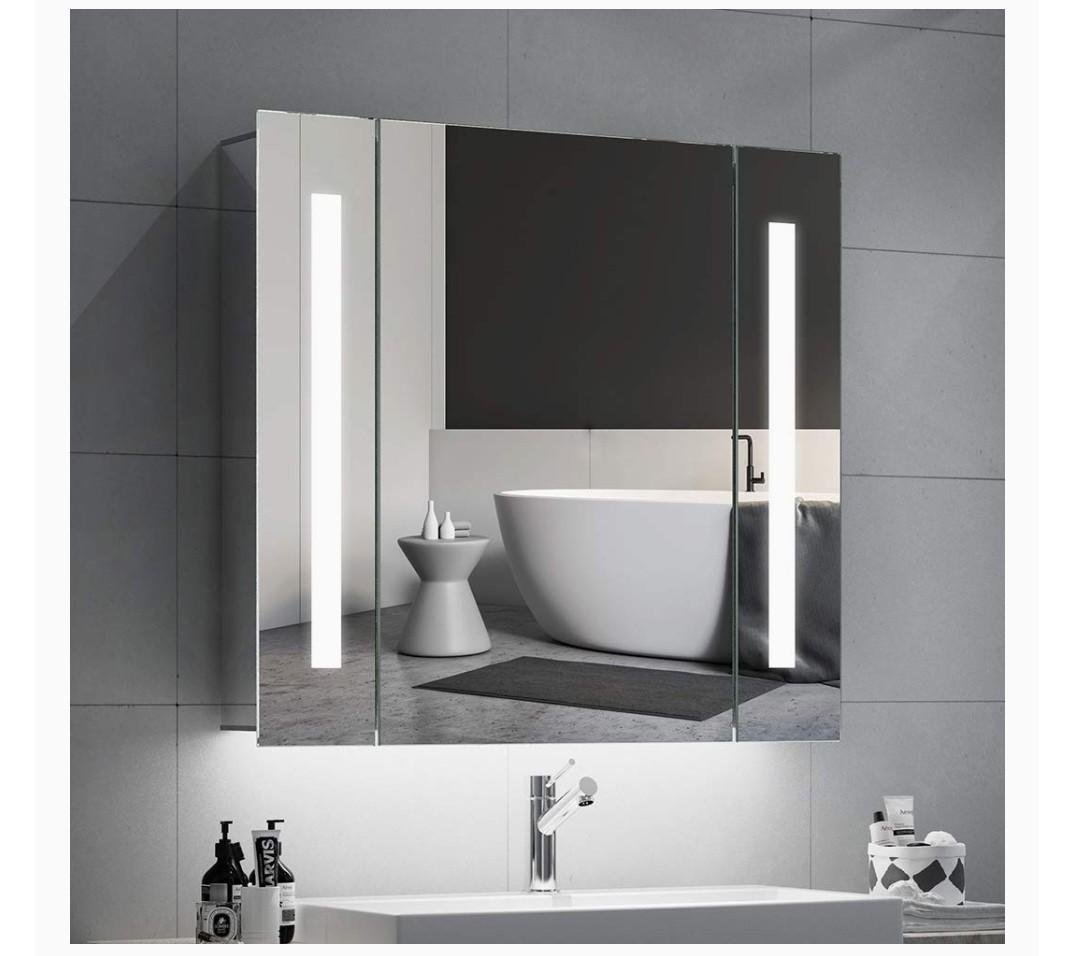 Sale Bn Quavikey Bathroom Mirror Cabinets Led Illuminated Mirrored Bathroom Cabinets Wall Mounted With Light Shaver Socket Demister For Makeup Cosmetic Shaver Charging 650 X 600mm Furniture Others On Carousell