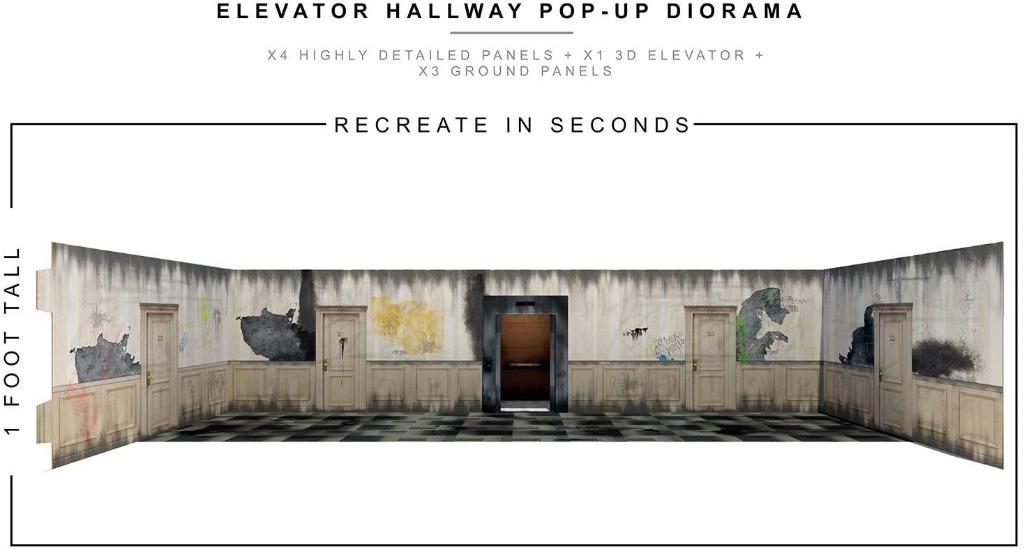 Extreme Sets Elevator Hallway 1/12 Scale PopUp Diorama, 興趣及遊戲, 玩具 & 遊戲