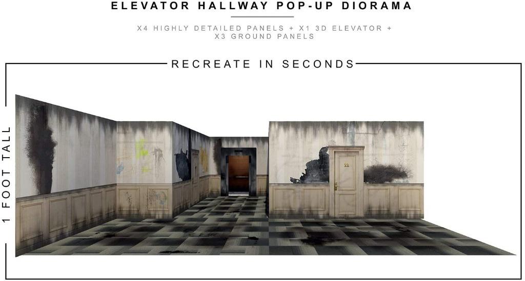 Extreme Sets Elevator Hallway 1/12 Scale PopUp Diorama, 興趣及遊戲, 玩具 & 遊戲