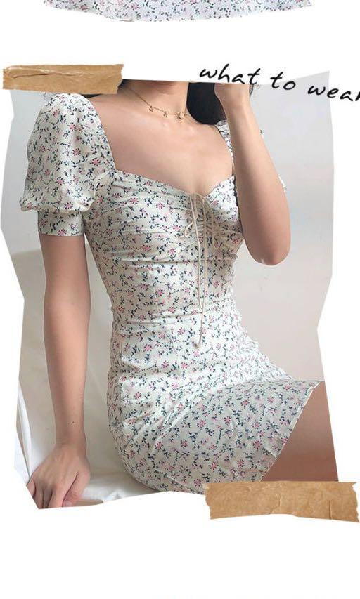 yesstyle floral puff sleeve mini dress ...
