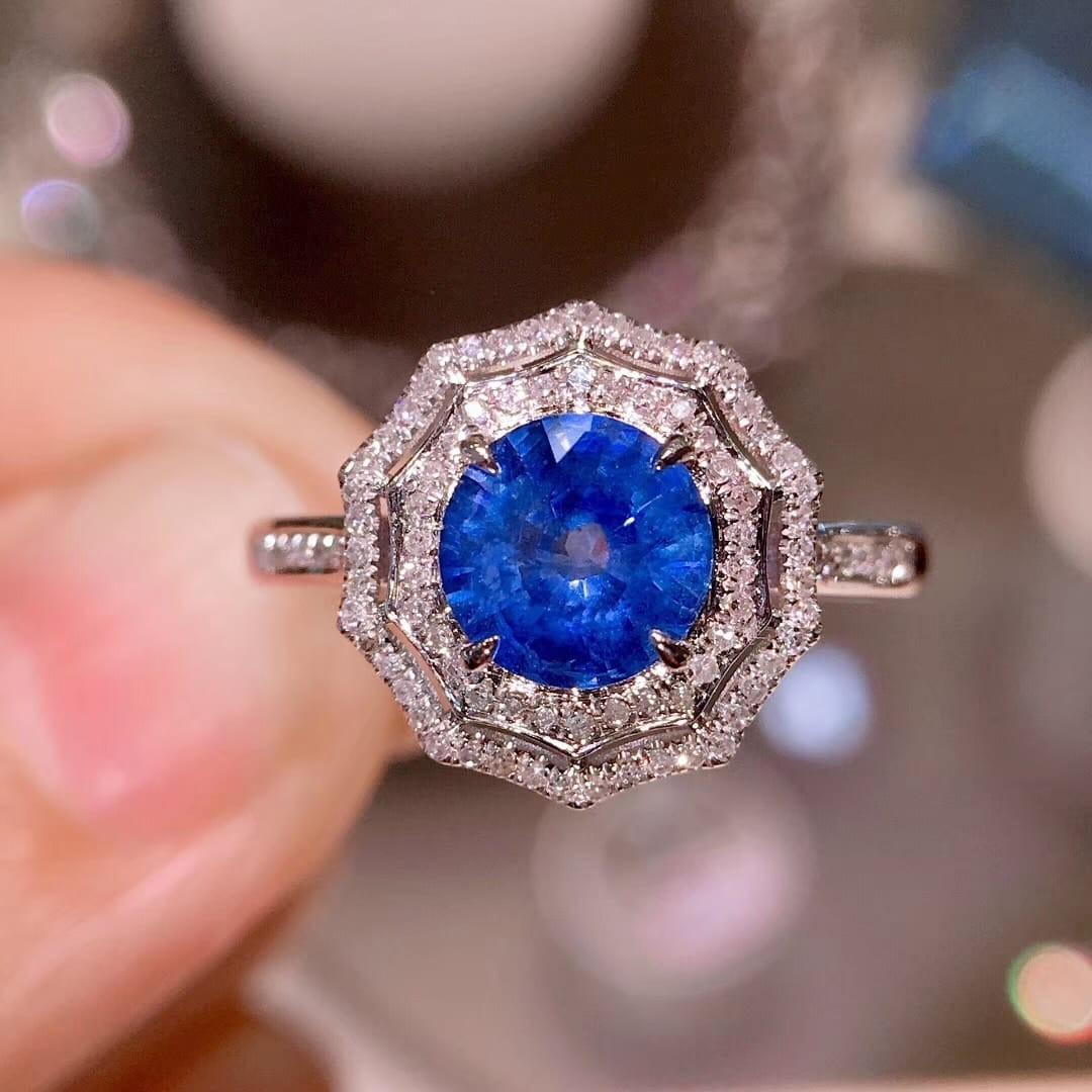 Natural Unheated Sapphire Diamond Ring 18k White Gold Women S Fashion Jewellery Rings On Carousell