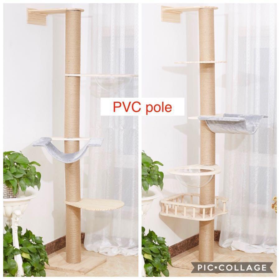 (New!) ceiling wall cat tree pvc wood pole mat, Pet Supplies, Homes