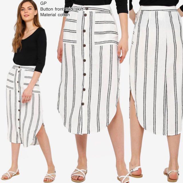 New GAP Striped Midi Skirt XS XL Fesyen Wanita Pakaian Wanita