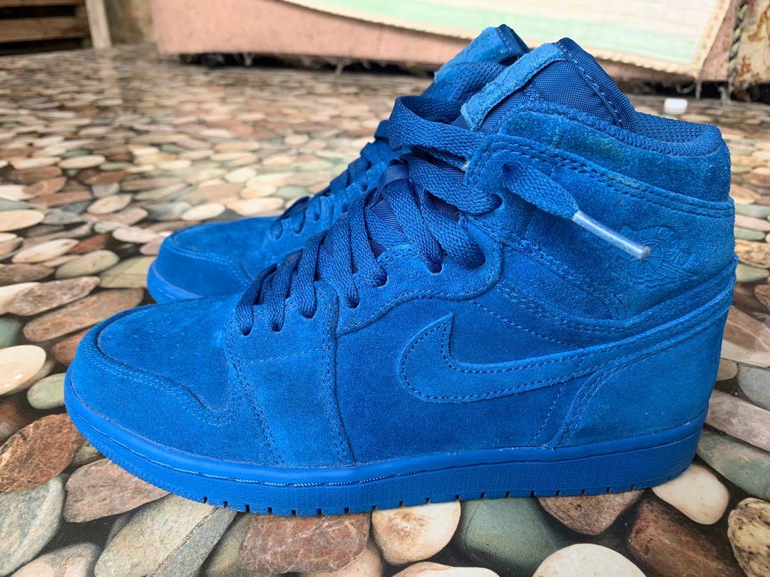 Nike Air Jordan 1 High Retro Blue Suede Men s Fashion Footwear
