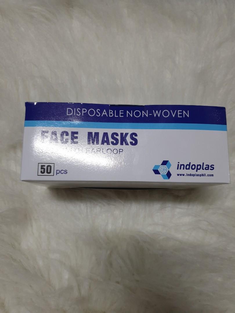On Hand Indoplas 3 ply Mask 50 pcs per box (Category: Face Care) located in Makati City. Submitted by bigbody (Listing ID 1002131920, Image 1). Description: On Hand. Limited stocks. 3 ply surgical mask. below suggested retail price of 1,400 per box..
