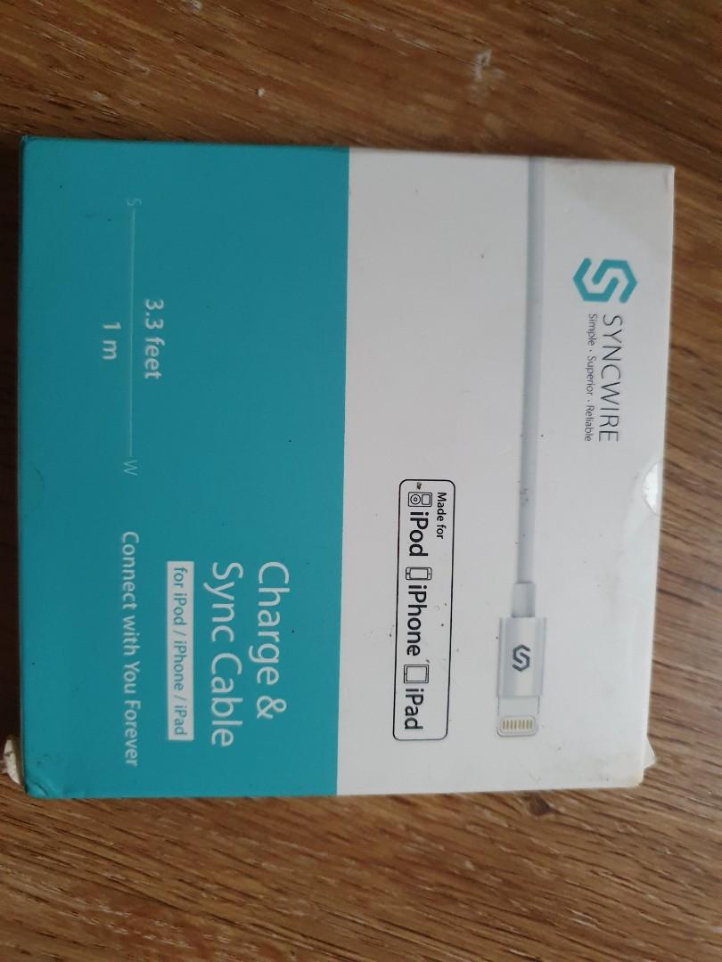 Syncwire lighting cable (Category: Cables & Adaptors) located in Singapore. Submitted by teddyodongz (Listing ID 1002033833, Image 1). Description: Very high quality lighting cable by syncwire for iphone,ipads n ipods..