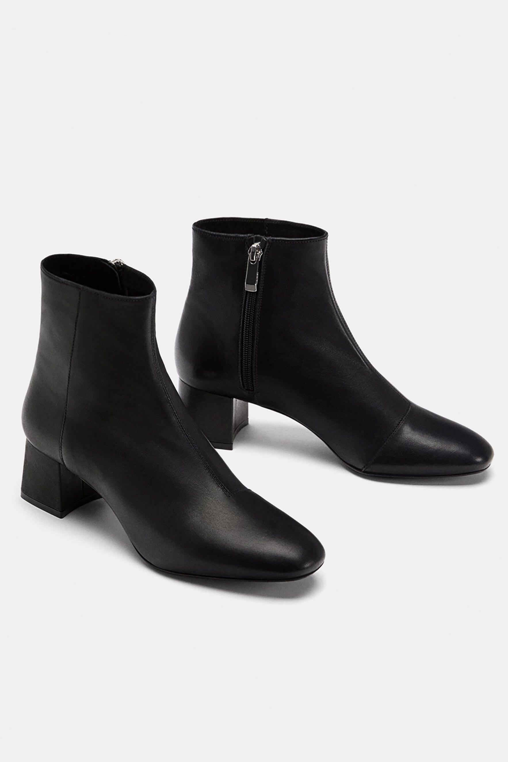 zara leather high heel ankle boots