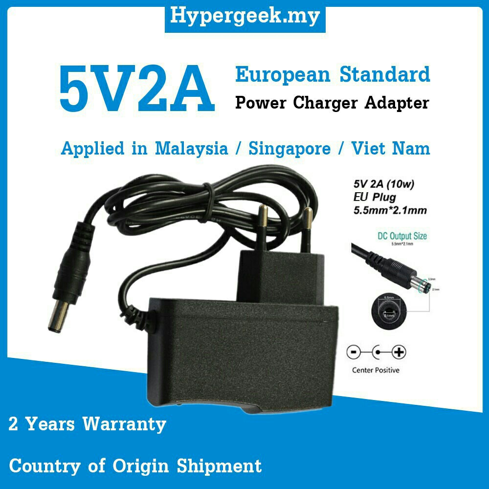 5V DC 2A Power Adapter with 2.1 DC Plug
