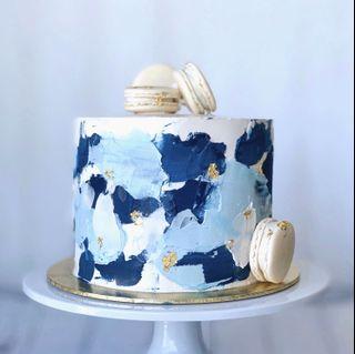 Blue Palette with Gold Cake