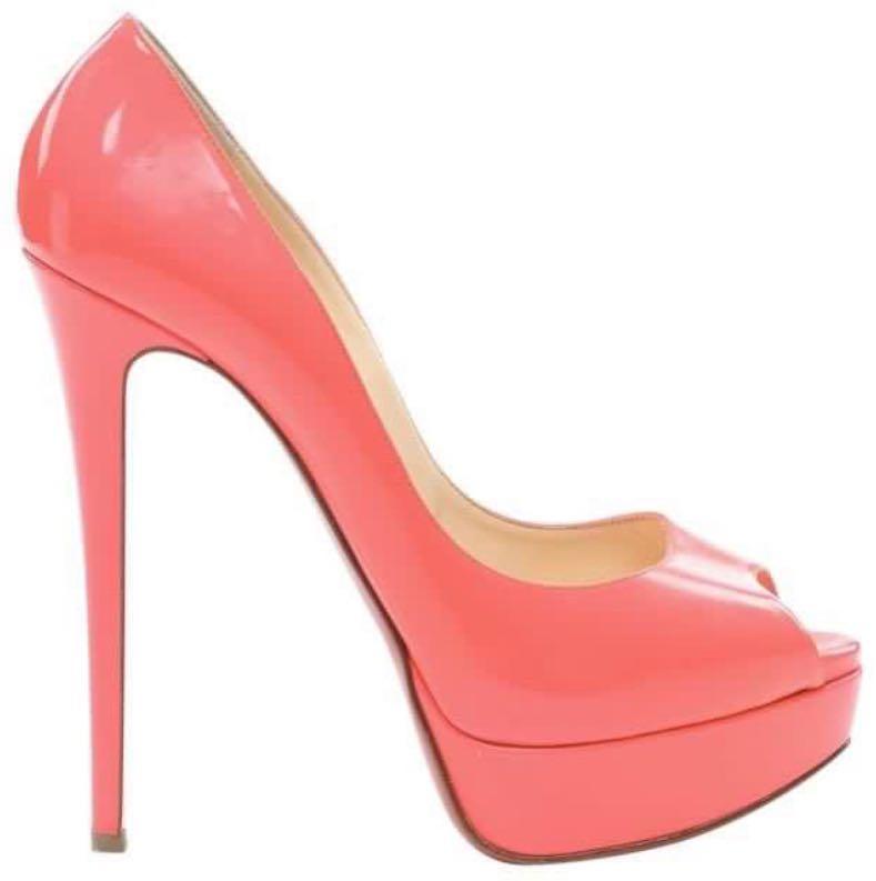 Christian Louboutin Neon Pink Patent Lady Peep 150 Pumps Women s