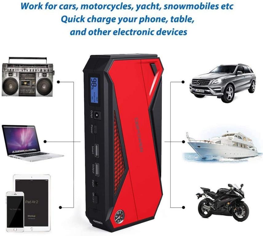 Dbpower 800a 18000mah portable 2024 car jump starter