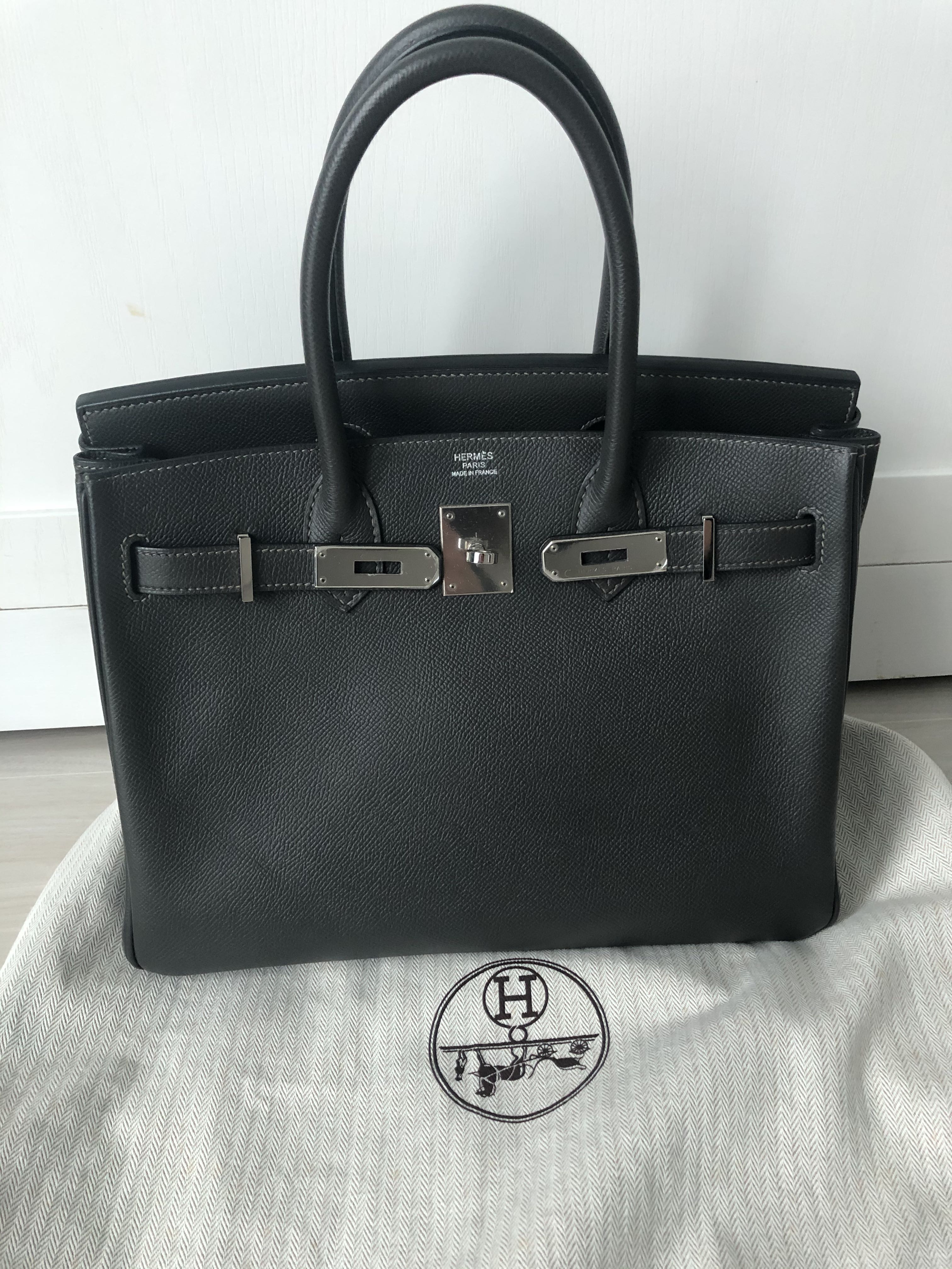 Hermes birkin 30 graphite RARE neutral! grey near black epsom b30 phw