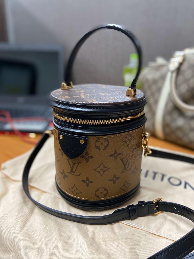 Louis Vuitton Bucket Box Reverse Logo Hat Handle Vanity Brown Canvas Cross  Body Bag, Luxury, Bags & Wallets on Carousell