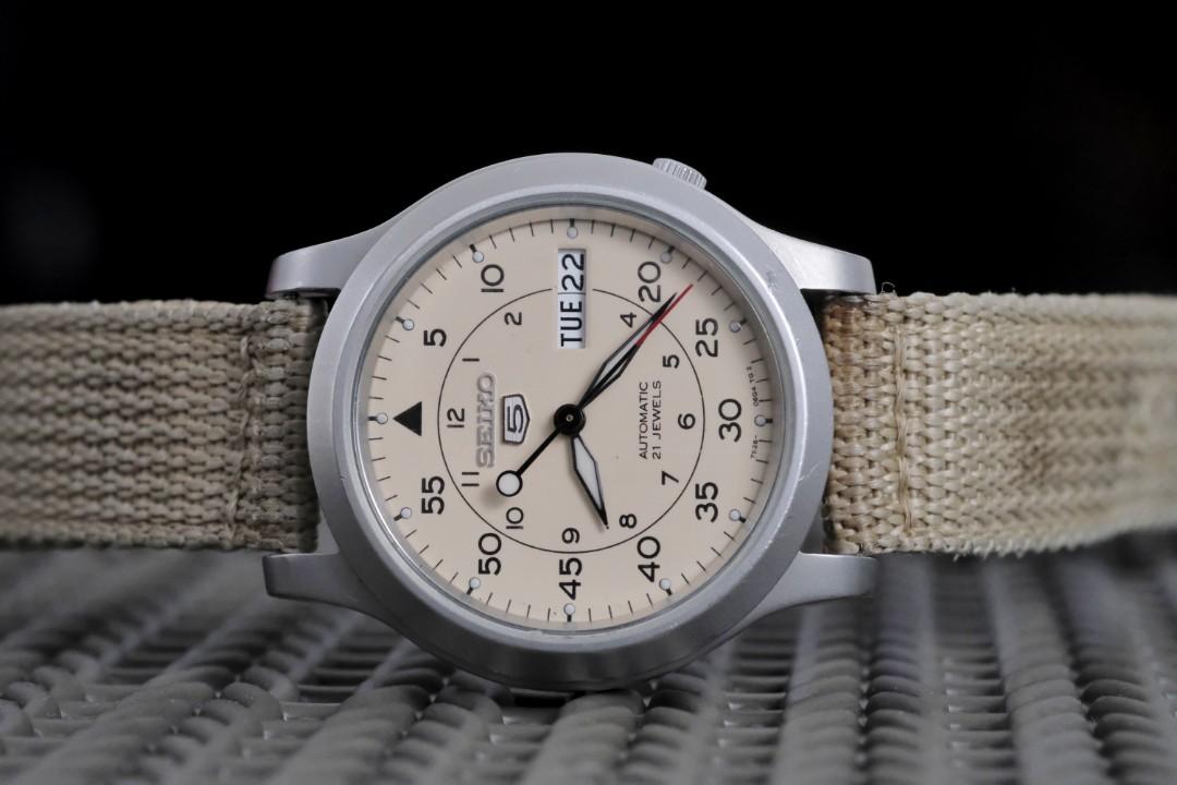 Seiko 5 Beige Military Automatic Watch Luxury Watches On Carousell