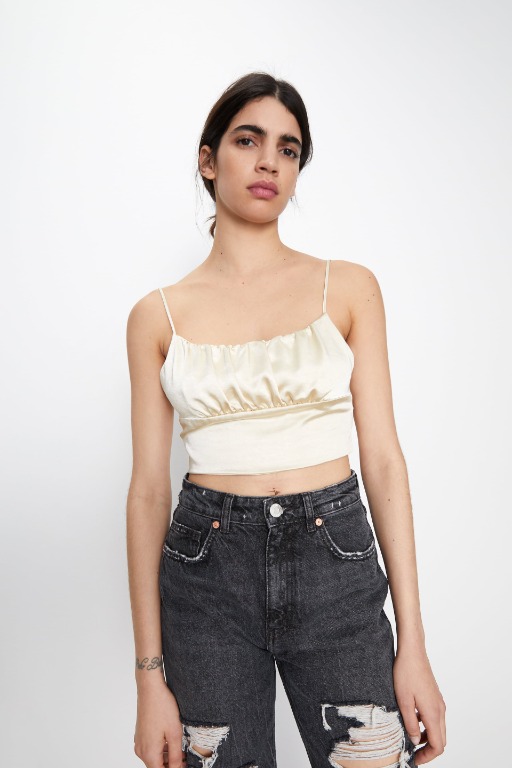 crop top beige zara